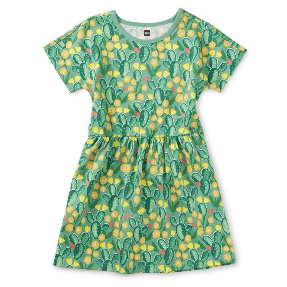 Tea Girl’s Short Sleeve Twirl Dress in Cactus Floral, Size 18-24 Months